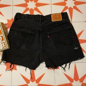 Levi 550 Black Distressed Denim Cutoffs